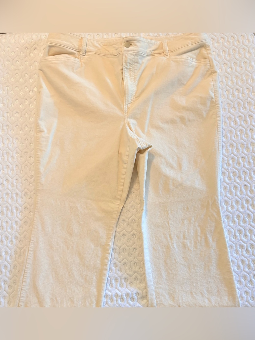Talbots Cream Corduroy Pants with Silver Button